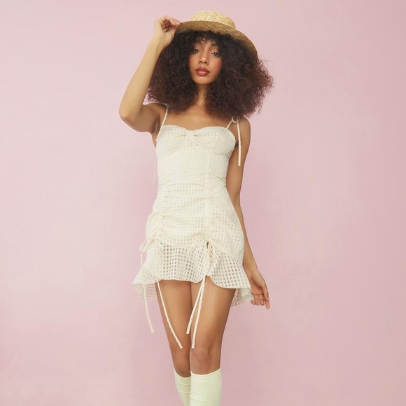 Sugar Thrillz Ivory Gingham Dress - Picture 3 of 3